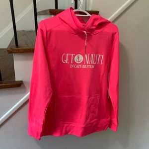 Bright pink Cape Breton hoody. Soft fleece inside